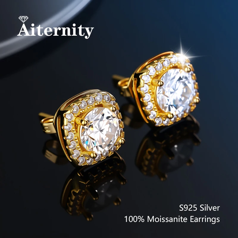 D VVS1 Pass Diamond Tester Pen Moissanite Stud Earrings For Women 100% Real 925 Sterling Silver With 2 Certificates Moissanita