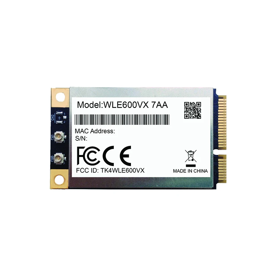 Compex WLE600VX-I WLE600VX 7AA 7BA 802.11ac/abgn PCI Express Mini Card Extended Temp Dual-band MIMO 2×2 Qualcomm Atheros QCA9882