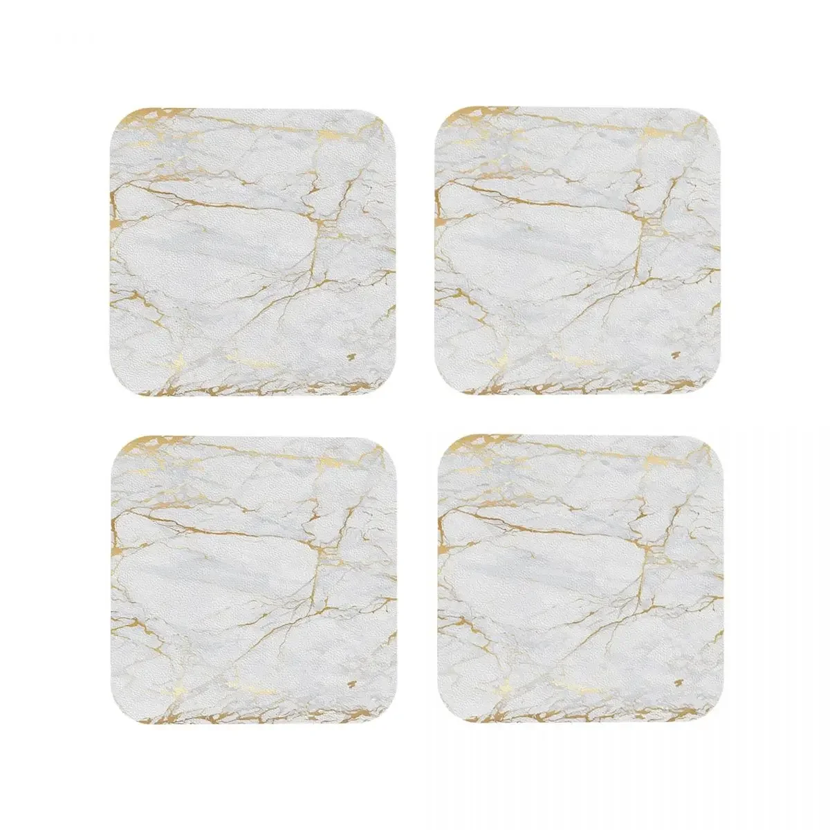 White And Gold Marble Coasters Coffee Mats Leather Placemats Mug Tableware Decoration & Accessories Pads for Home Kitchen Dining