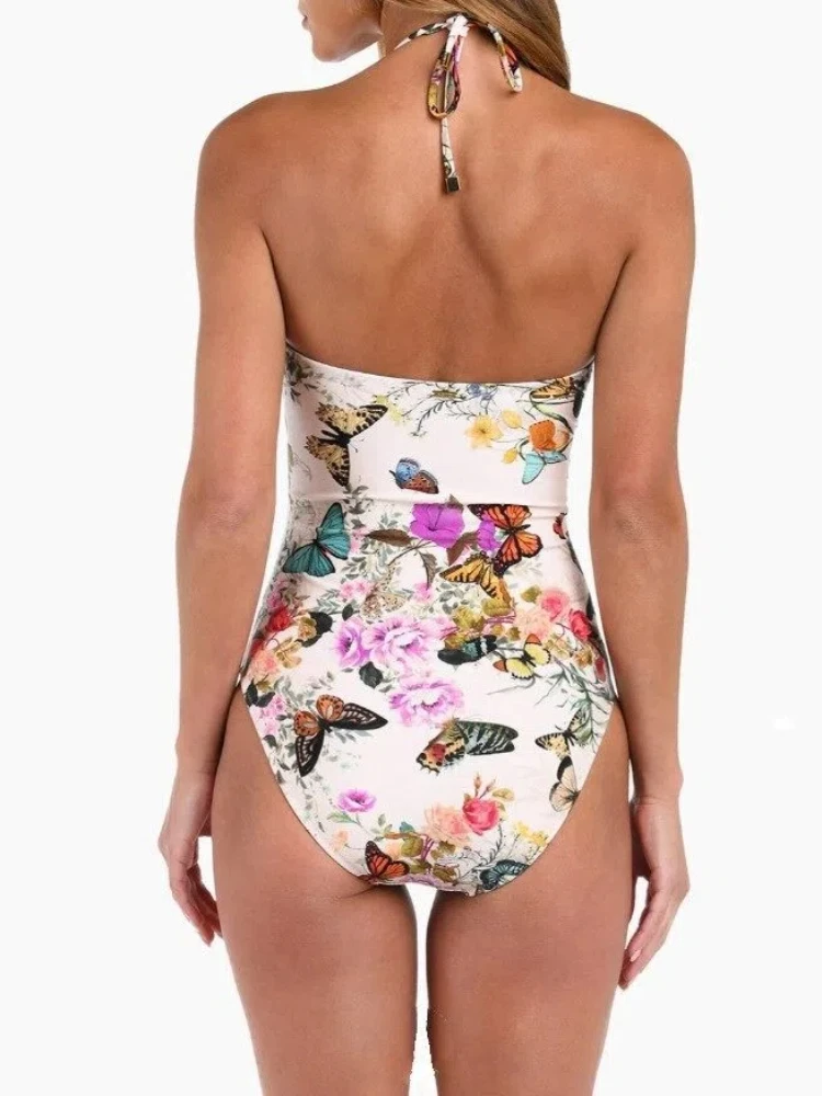 بدلة سباحة نسائية موديل 2026 برباط أمامي من قطعة واحدة مونوكيني نقي ومثير مشد مثير مُزين بالزهور بدلة قطعة علوية Conjuntos Femininos #3