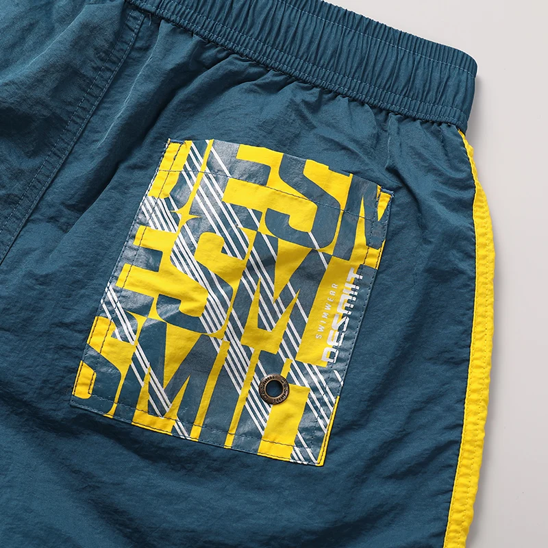 

Trendy Men's Tee-Quarter Length Casual Pants Striped Patchwork Color Inner Loose Straight Leg Sports Qui Dry Beach...