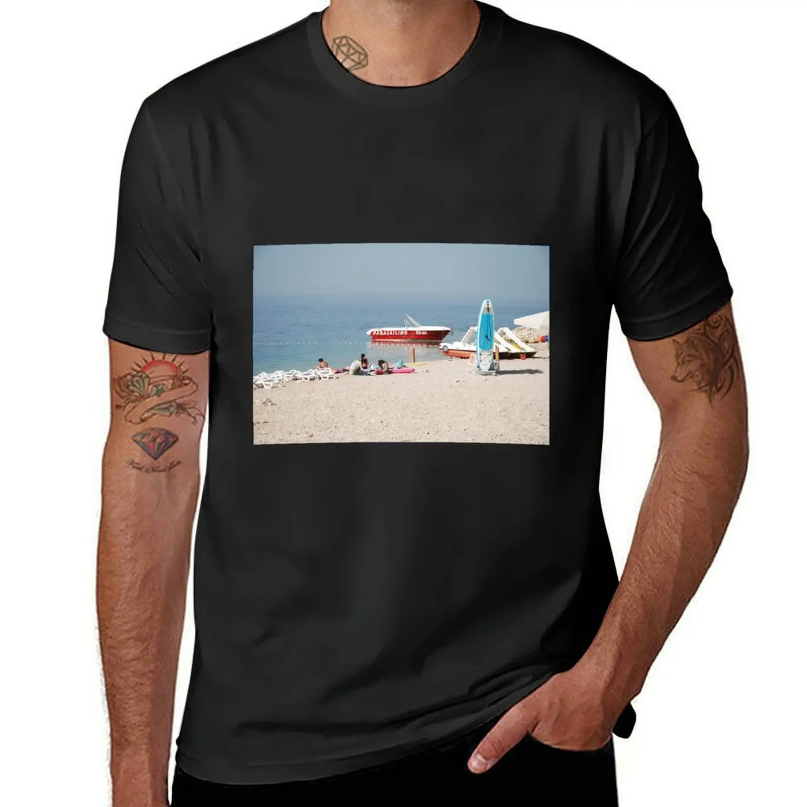 Croatia: Parked Parasailing T-Shirt vintage clothes summer tops men t shirt