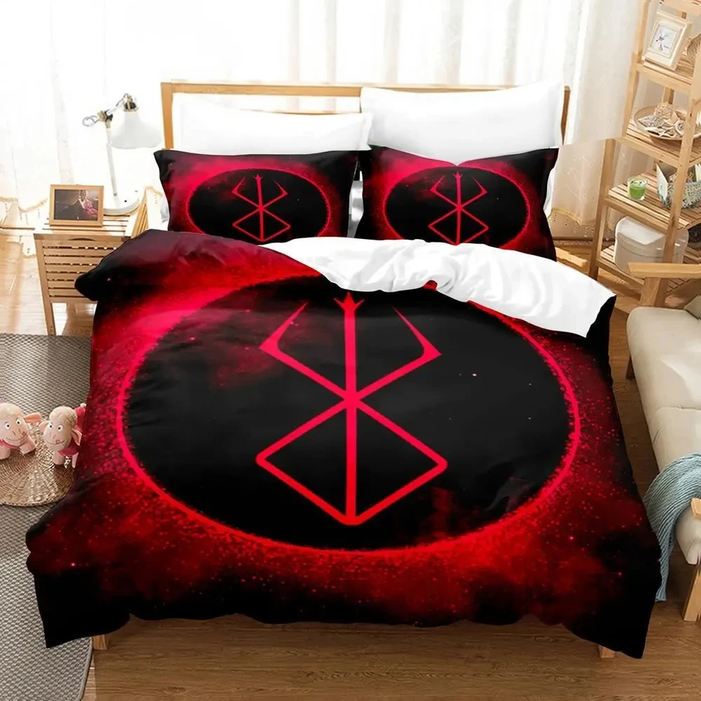 3D Print Anime Berserk Bedding Set,Duvet Cover Comforter Bed Set Quilt Cover Pillowcase,King Queen Twin Size Boys Girls Adults