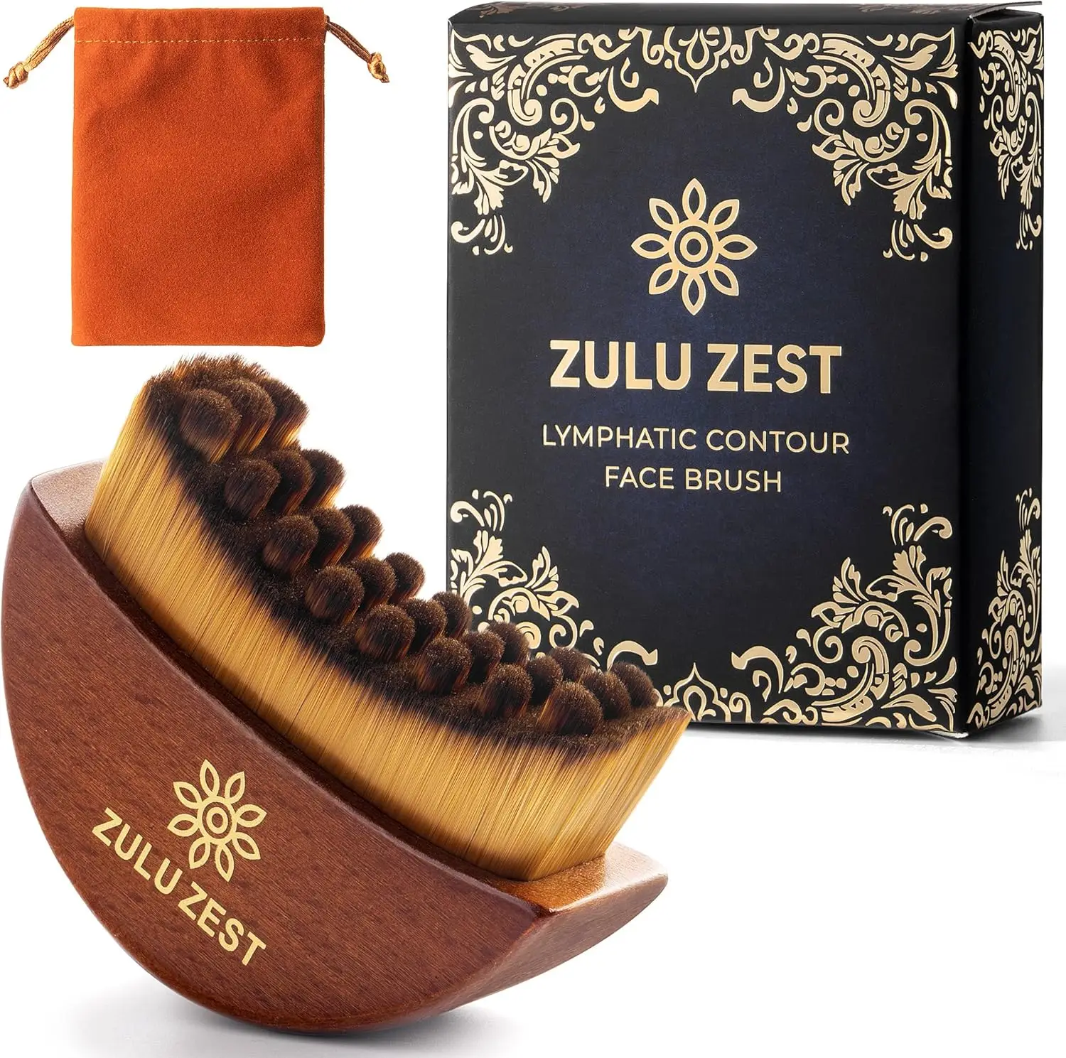 

Face Brush Lymphatic Drainage Massager Wooden Handle Curved Bristle Sculpting Tool Guasha Style for Puffiness Contour