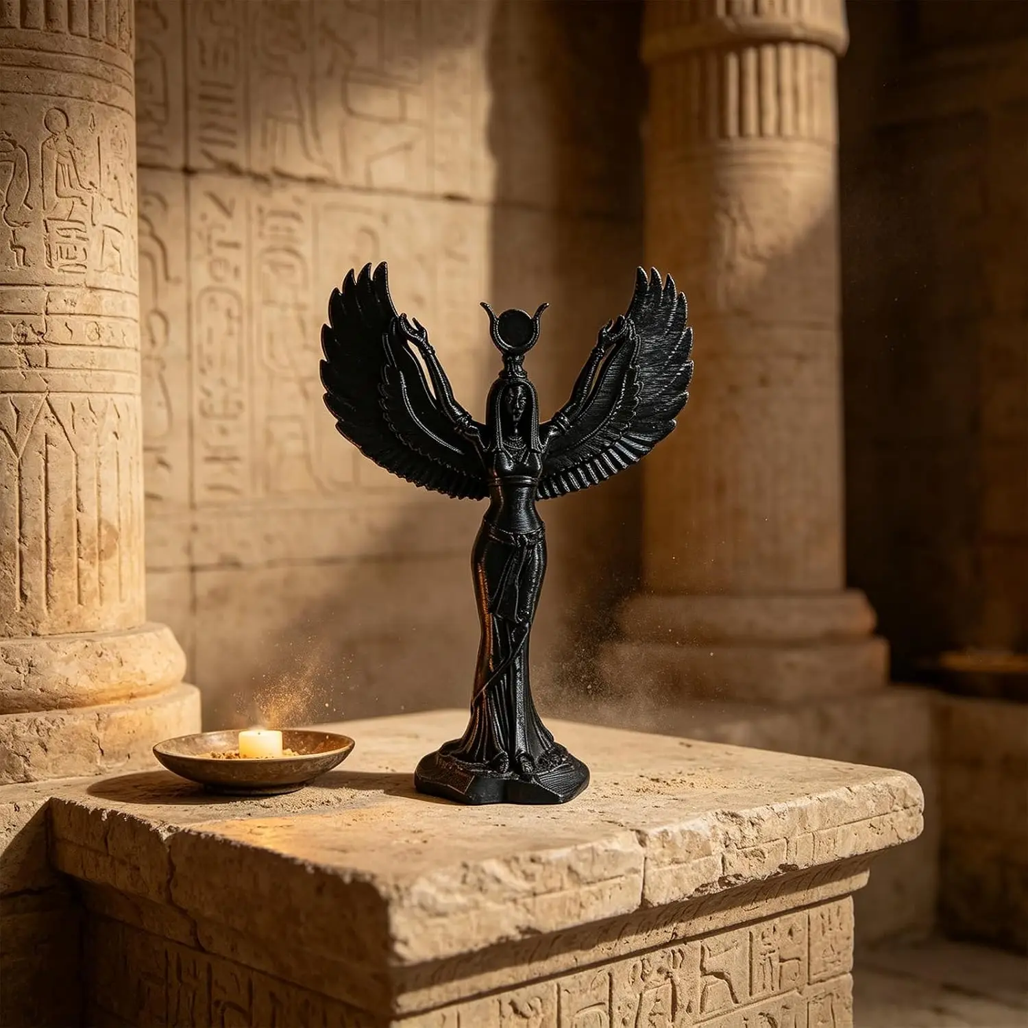 Goddesses Figurine Winged Goddesses Statue Shelf Decor Desk, Mysterious Winged Goddess Statue Ornament, Dark Style Goddess