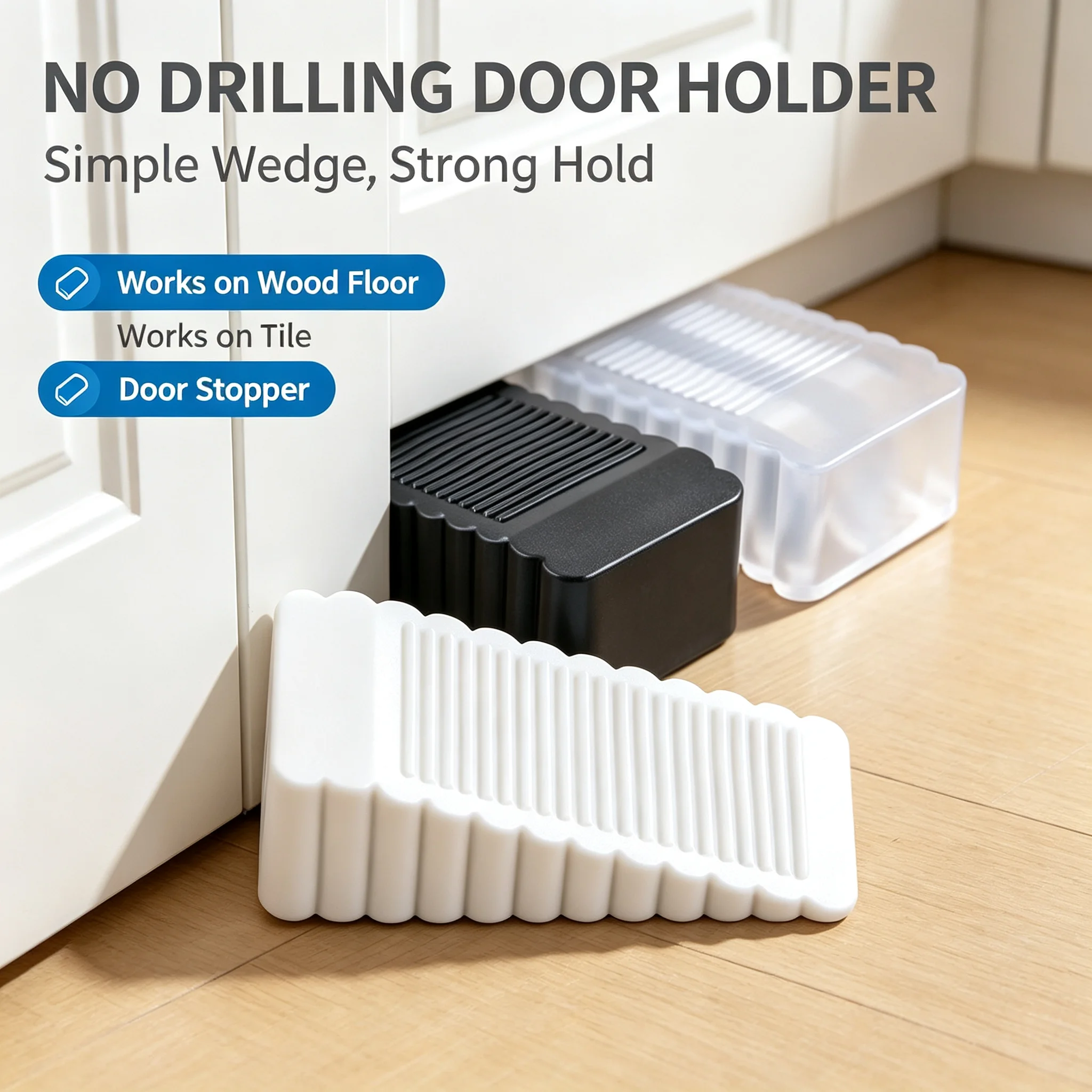 Silicone Safety Door Rear Retainer No-Drill Rubber Impact Wedge Door Stopper Block for Daily Household Office Hardware