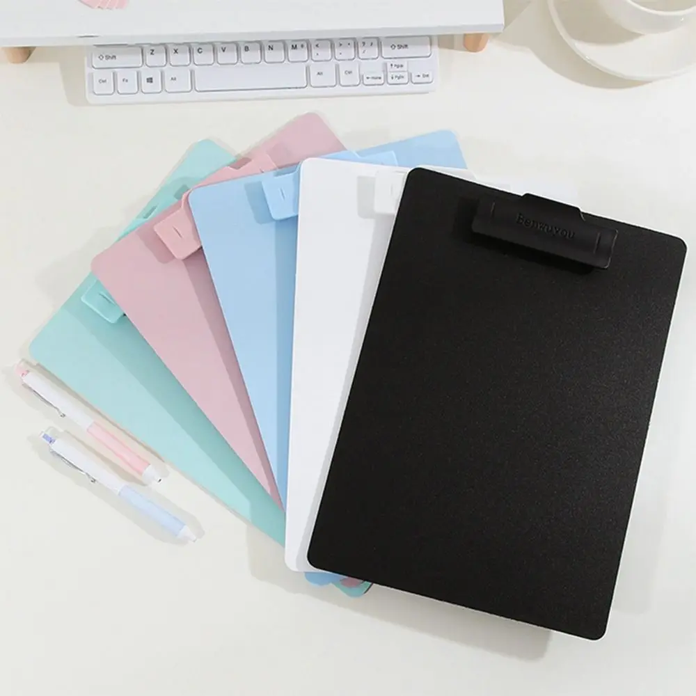A4 Thickened Clipboard Morandi Color Writing Pad Waterproof PP Board Clip with Pen Slot For Office School Exam Document Holder
