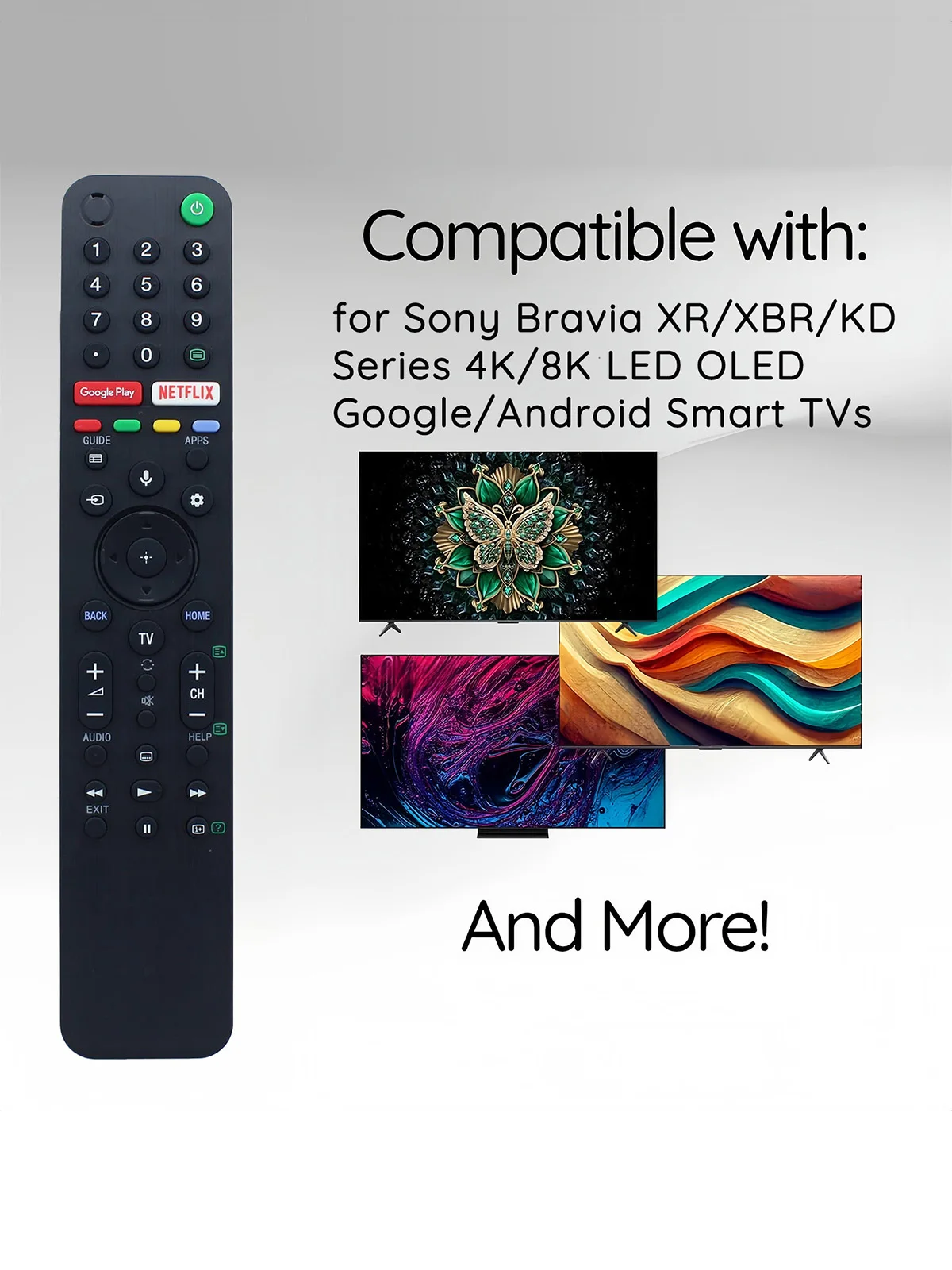 Pilot zamienny RMF-TX500P do telewizorów Sony, kompatybilny z telewizorami Sony Bravia XR/XBR/KD serii 4K/8K LED OLED Google/Android Smart TV — zdjęcie produktu 7