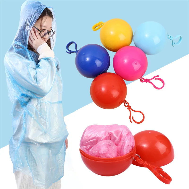 Portable Raincoatball Thicken Disposable Raincoats Cape Emergency Waterproof Raincoats With Keychain For Outdoor Trave Camping