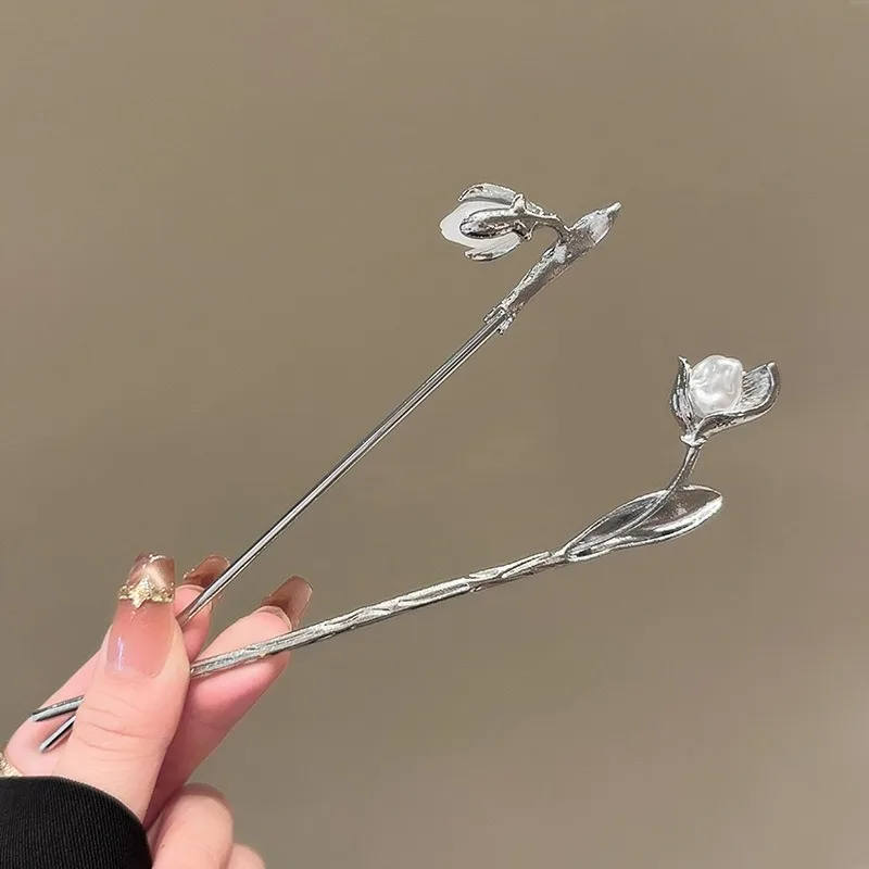 أنيقة مزاجه نمط ثلاثي الأبعاد الأزهار النساء سبيكة خوذة دبوس الشعر حفلة شيونغسام Hanfu موضة مطابقة أغطية الرأس