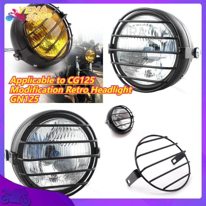 

Applicable to CG125 Modification Retro Headlight GN125 Vintage Black Shell Round Front Headlight Motorcycle parts