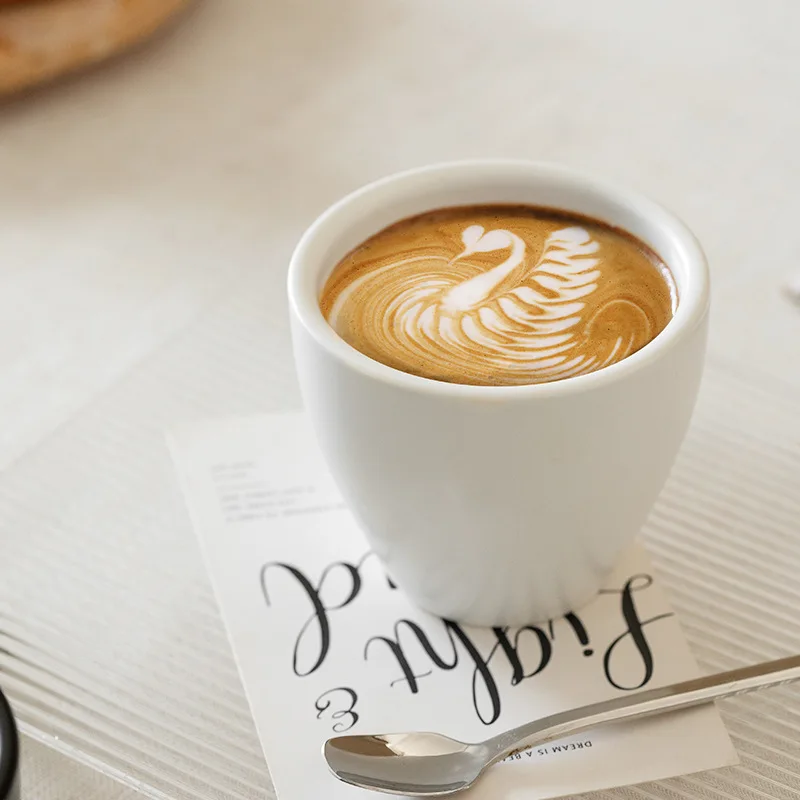 Japanese Retro Matte Ceramic Coffee Cup,Minimalist Solid Color,Perfect for Latte Art,Office Drinkware