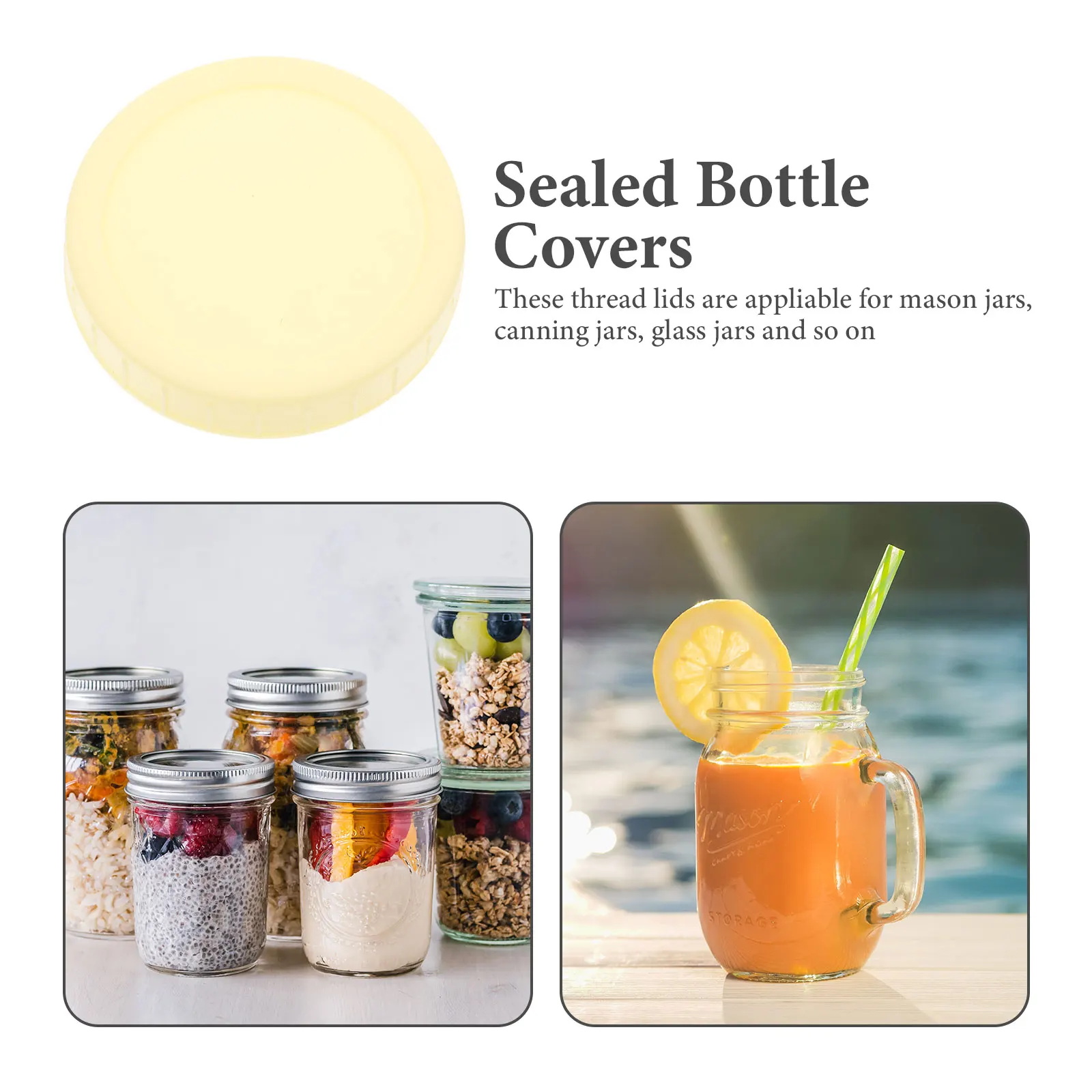 

10pcs Plastic Jar Lids Thread Covers Wide Mouth Canning Lids Leakproof Reusable Storage Jar Protectors For Kitchen Coffee