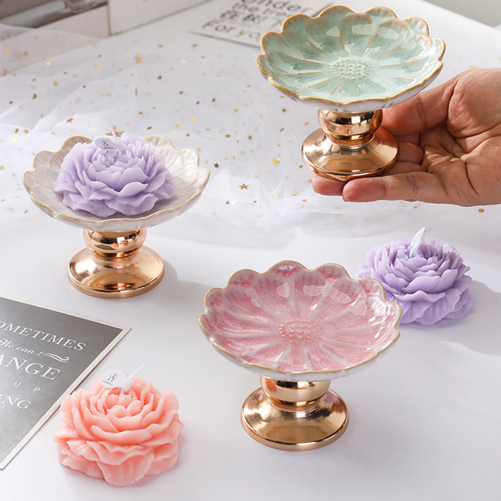 Tall Ceramic Candle Holders Dual-Purpose Candle Holders Centerpiece Stable Base for Living Room Bedroom Dining Table Decor