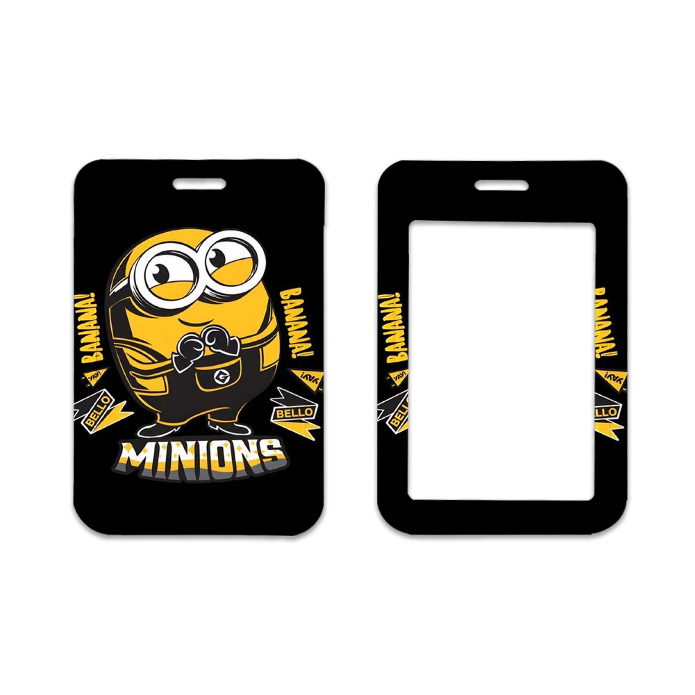 Funny Cartoon Minions all'ingrosso materiale ABS porta carte d'identità Bus Card cordino a collo lungo per bambini supporto per studenti rivendita