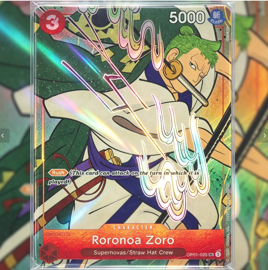DIY ONE PIECE ENGLISH VERSION 1ST ANV ANNIVERSARY SET #025 RORONOA ZORO ENGLISH VERSION 10 Points Rating Gift Display Copy Card