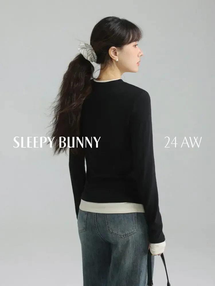 Winter Dames Slim Fit Gelaagd Ontwerp T-shirt met lange mouwen Ronde hals Basisshirt Elegante kleine binnentop met normale schouders