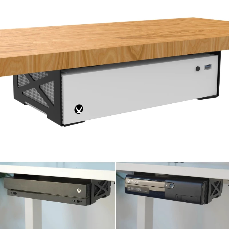 

Gaming Console and Speaker Metal Stand, Under-Desk Organizer Rack, Compatible with Xbox, PS4, Mini PCs, Height 8cm