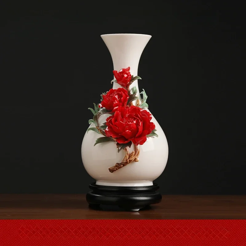 Chinese Ceramic Handmade Vase Ornaments, Creative Small Porcelain Vases in The Living Room, High-end Art Decorations