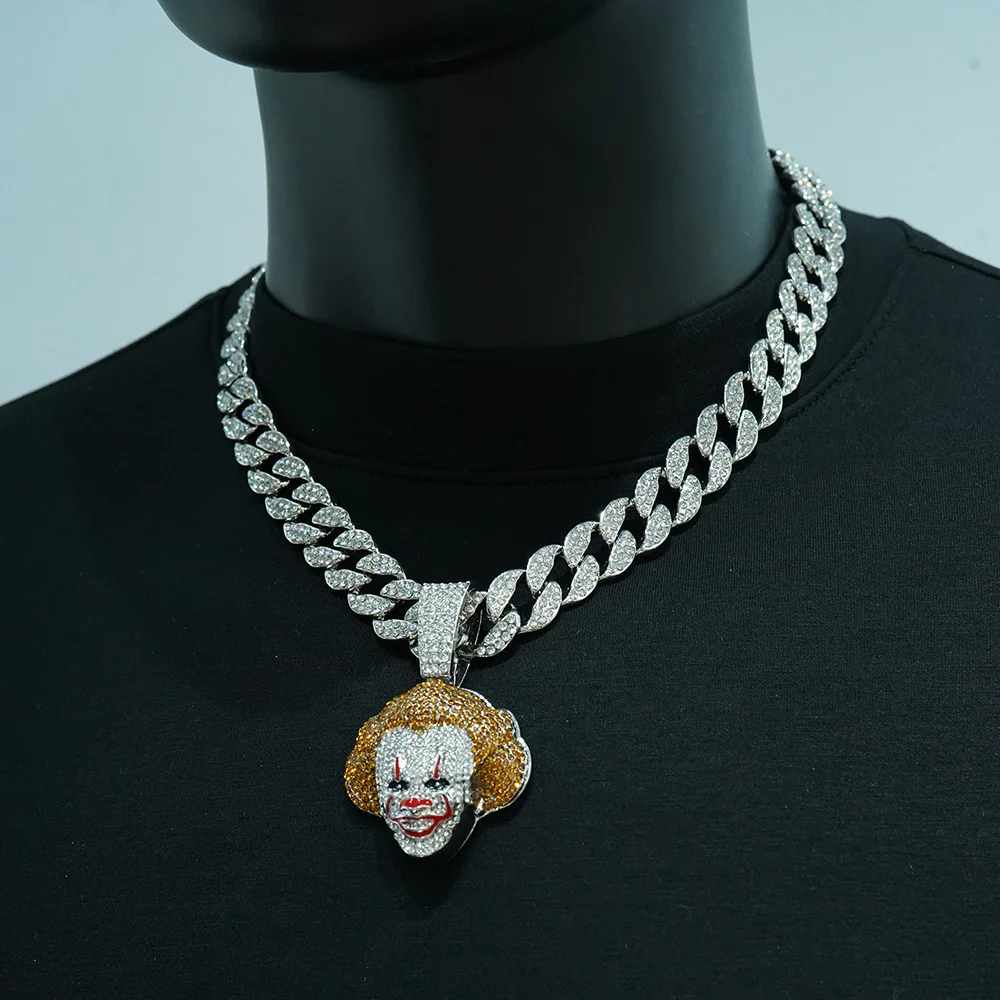 

DIY accessories Europe, America, Amazon's new clown diamond-encrusted alloy pendant, men's personality hipster cross-border hip-