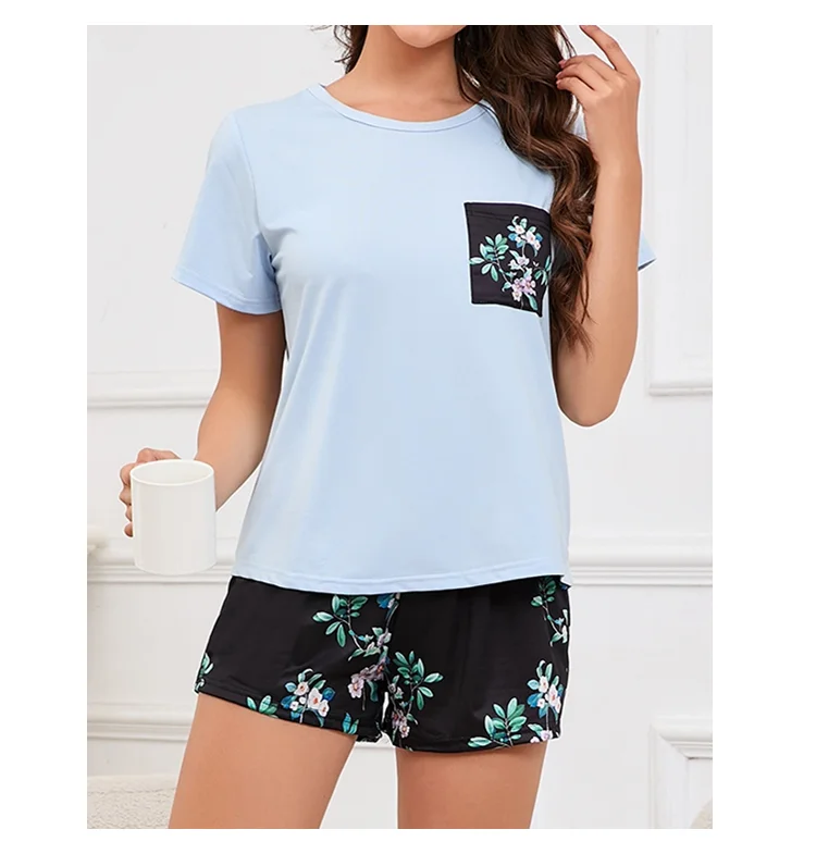 Damen-Pyjama, Heimanzug, weicher Komfort, Nachtwäsche, Loungewear, Herbst, Rundhalsausschnitt, Tops und Shorts, Pyjamahose, 3-teiliger Pyjama für Damen – Detail 15