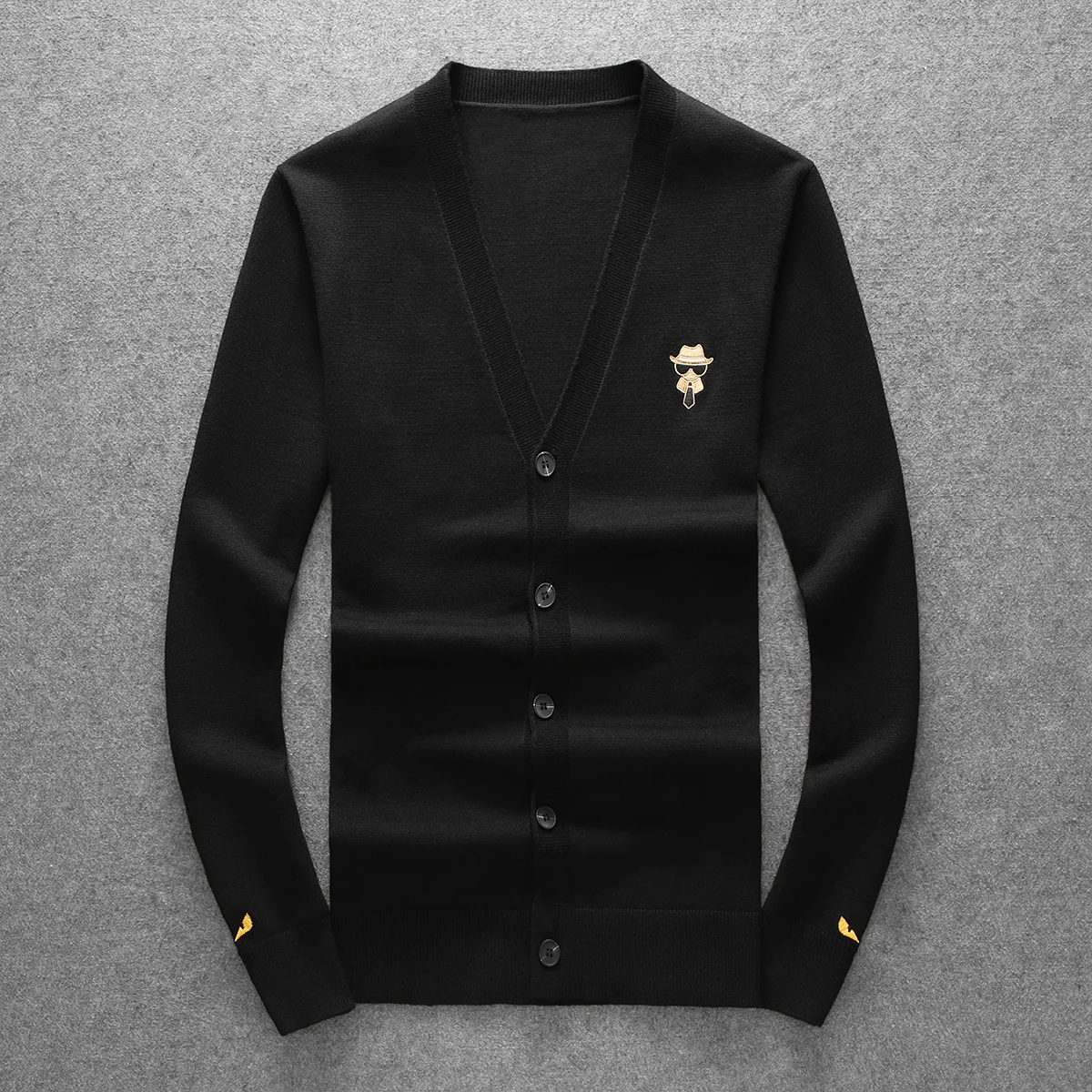 

ZhanChao Men's Knitted Cardigan Woolen Busin Outerwear V-Ne Long Sve Geometric Pattern Autumn Winter New Arrival