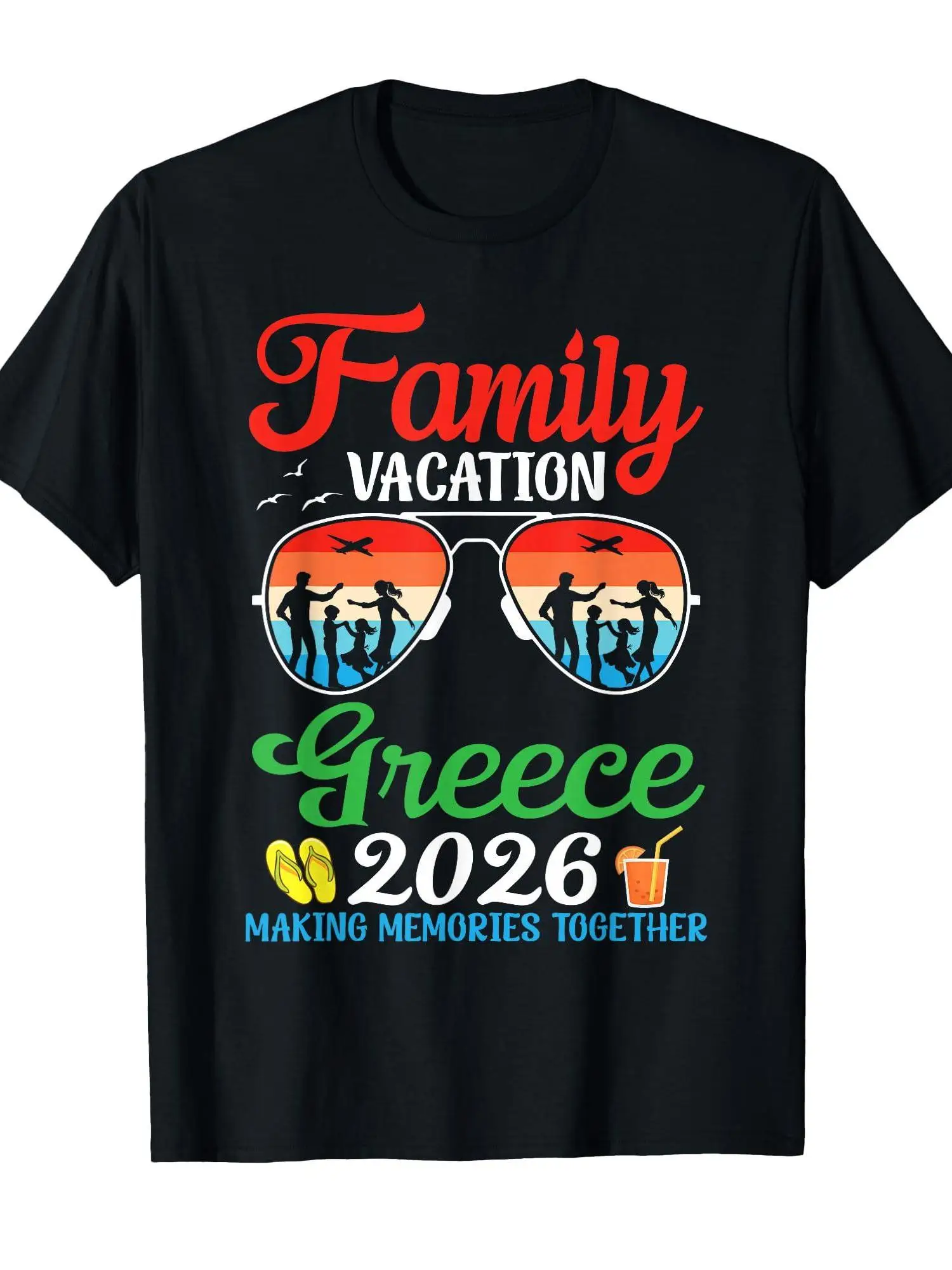 Family Vacation Greece 2026 Travel T-Shirt for Shared Memories 100% Cotton, Regular Fit, Crew Neck
