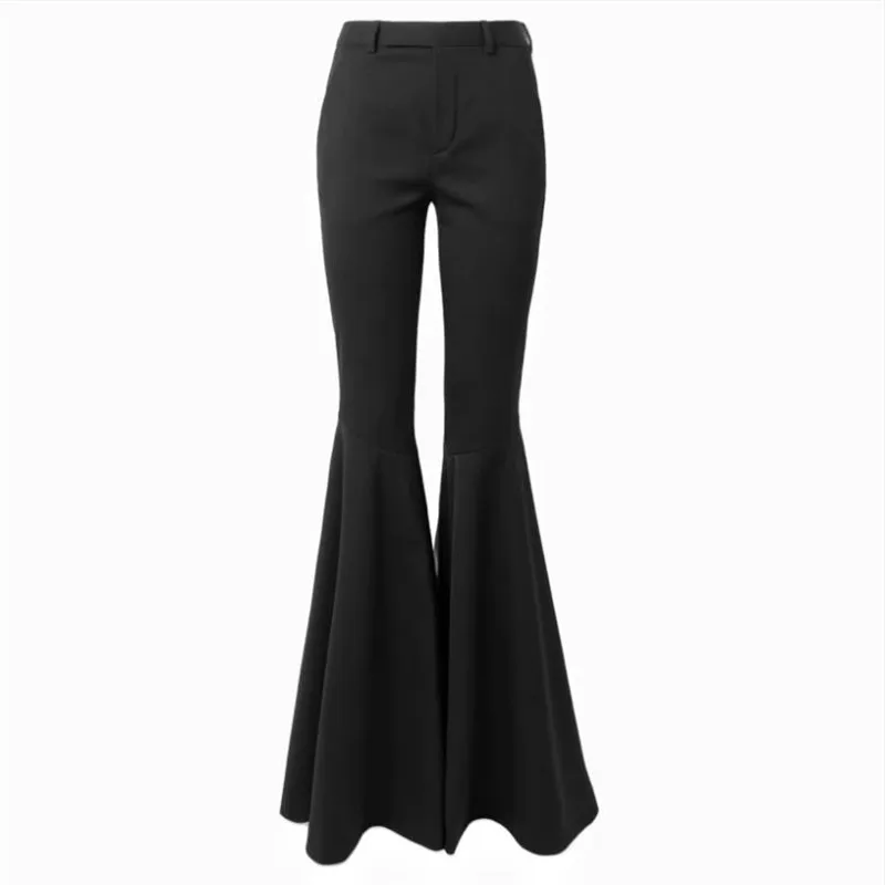 Autumn New Stylish Pants for Women High Waist Slim Fit Vintage Fashion Flare Pants Elastic Wool Tight Trousers Y4467