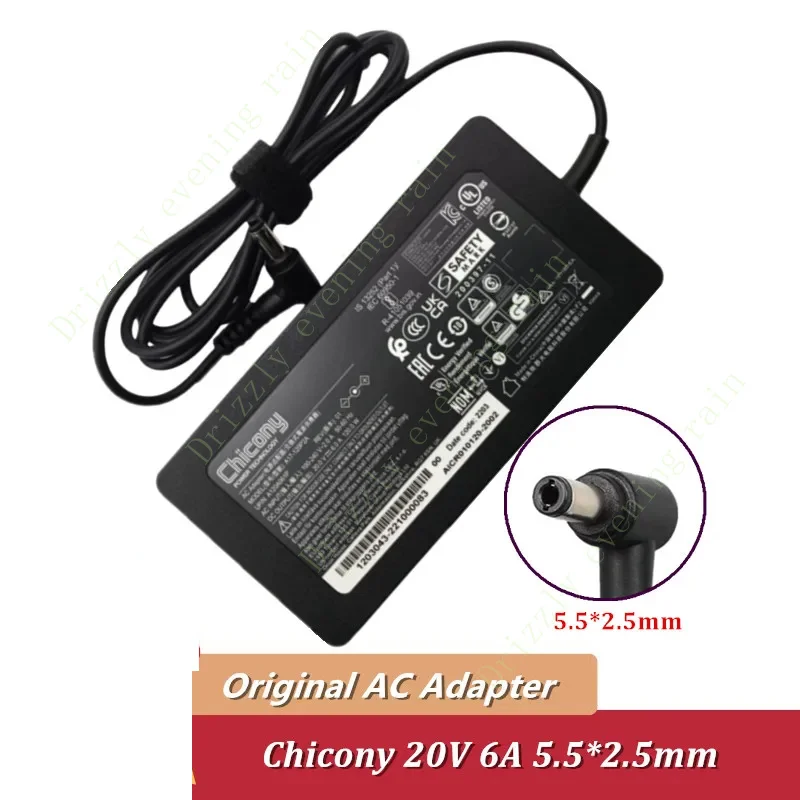 Genuine chicy a17-120p2a a120a057q 120W AC adapter 20V 6A charger for Intel NUC 12 Pro kit nuc12wshi7 mini PC power supply