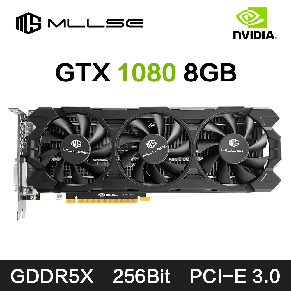 MLLSE Placa De Video NVIDIA GeForce GTX 1080 8GB GDDR5X 256-bit PCIe 3.0 x16 7nm Desktop Computer Gaming GPU