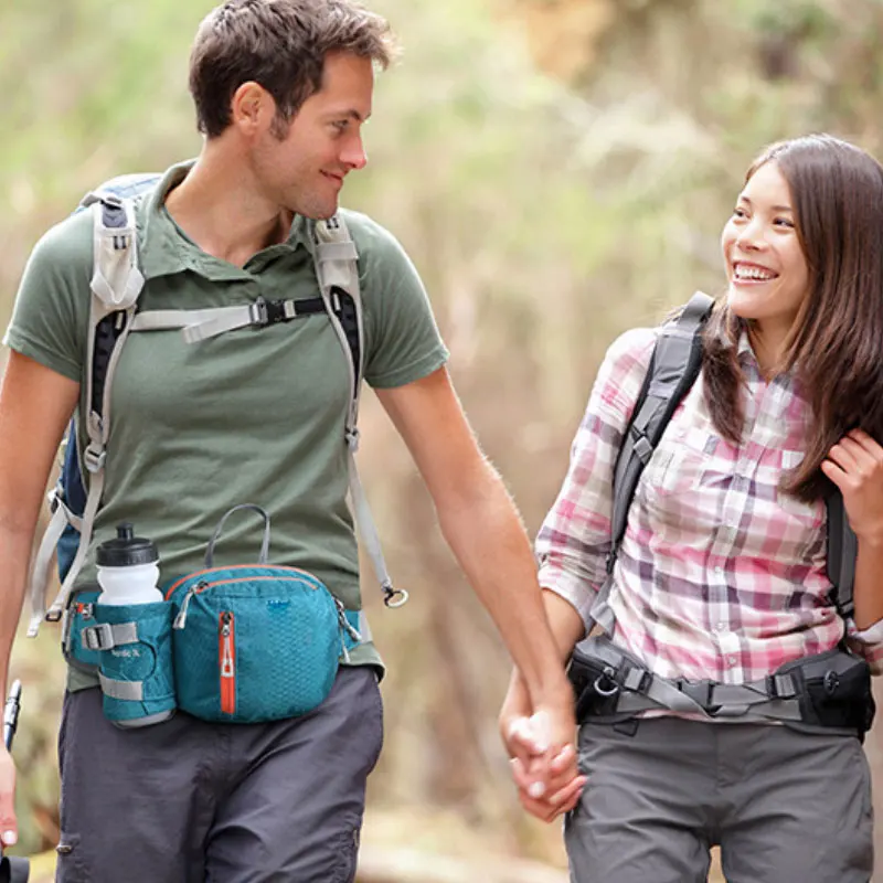 Riñonera deportiva de nailon para hombre y mujer, bolsa ligera de alta calidad para senderismo, riñonera para correr con soporte para botella de agua