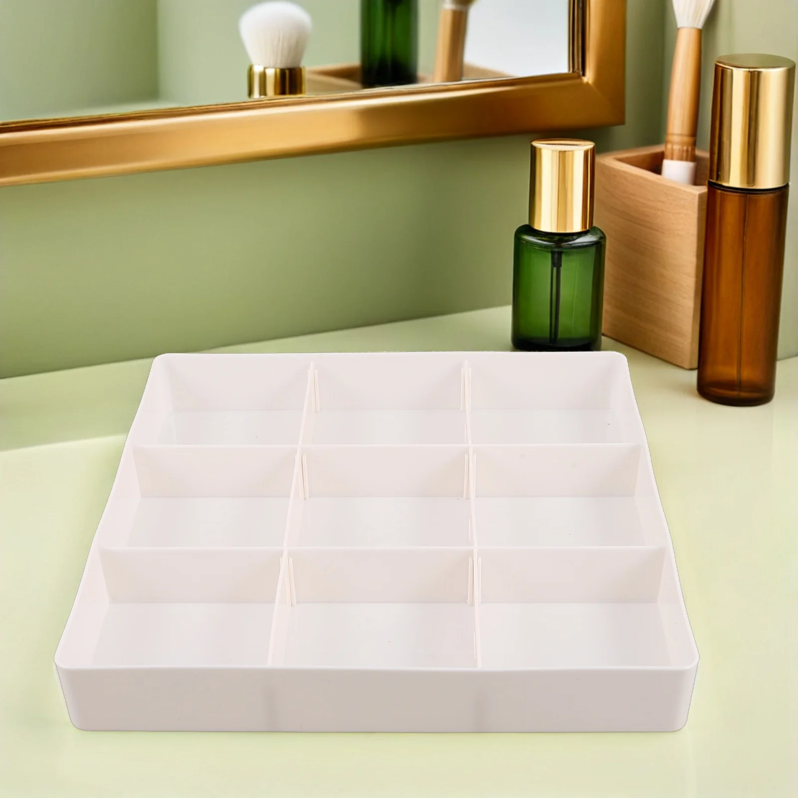 منظم فواصل أدراج شفافة قابلة للتعديل للمكياج والعناية بالبشرة والعطور وأحمر الشفاه وصندوق تخزين المكتب ومنظم المكياج