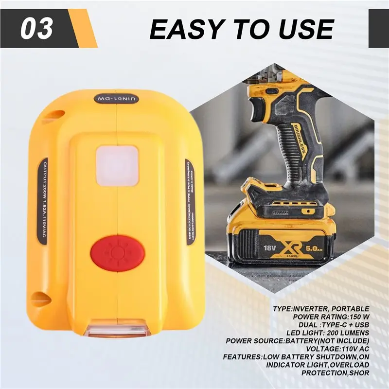 【THANKSGIVING DAY】EU Plug Power Supply Inverter 150W Portable Inverter For Lithium- Battery Chargers