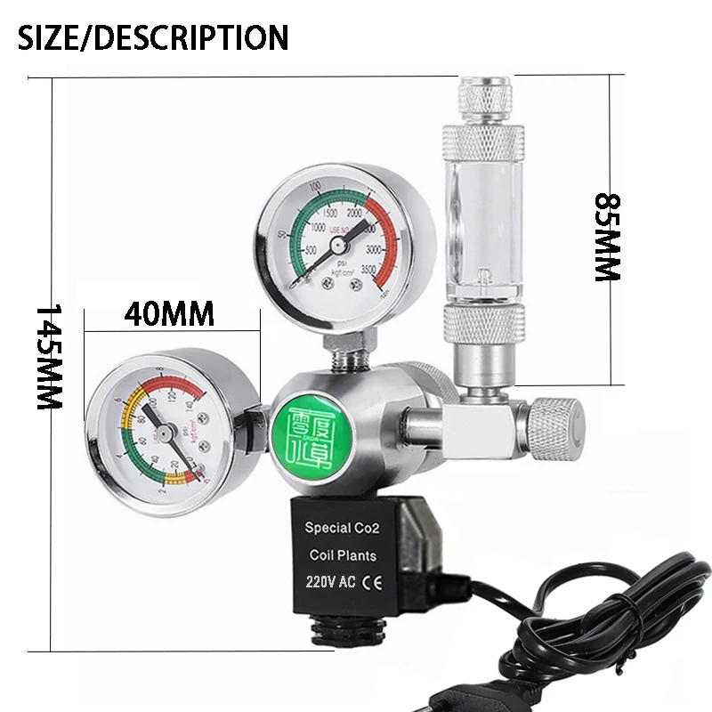 Aquarium CO2 regulator Solenoid Bubble Counter CO2 control system reaction waterproof fish tank CO2 Pressure reducing valve