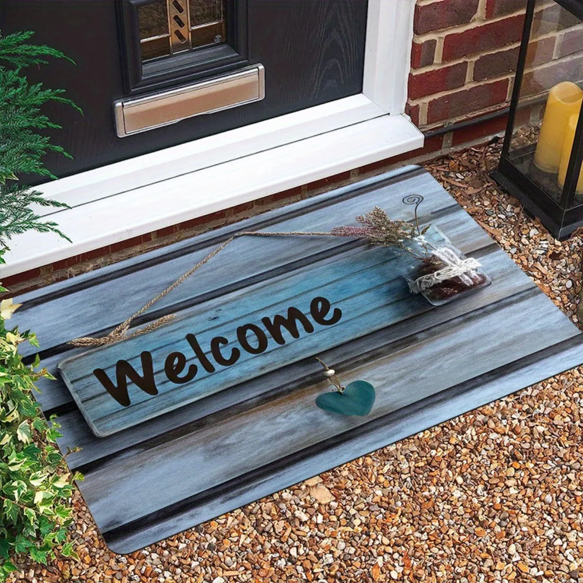 1pc Welcome Doormat - Heavy-Duty Indoor Outdoor Entry Mat with Bluewood Sponge Base, Non-Slip Backing, Machine-Made Polyester Ma