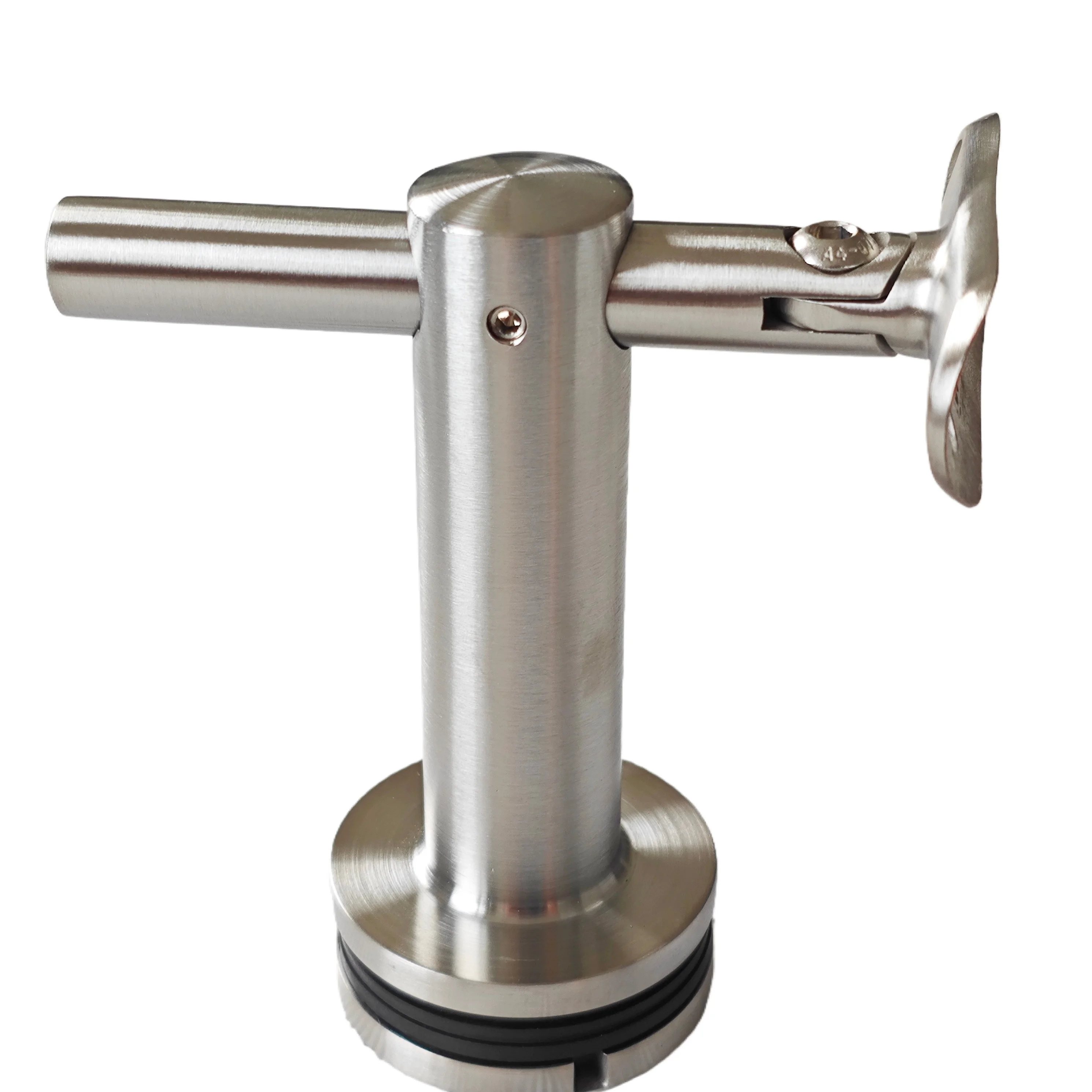 304 Stainless Steel 42.4mm Adjustable Handrail Bracket Stair Glass Railing Bracket for Glass to Tube for 12-30 mm Glass