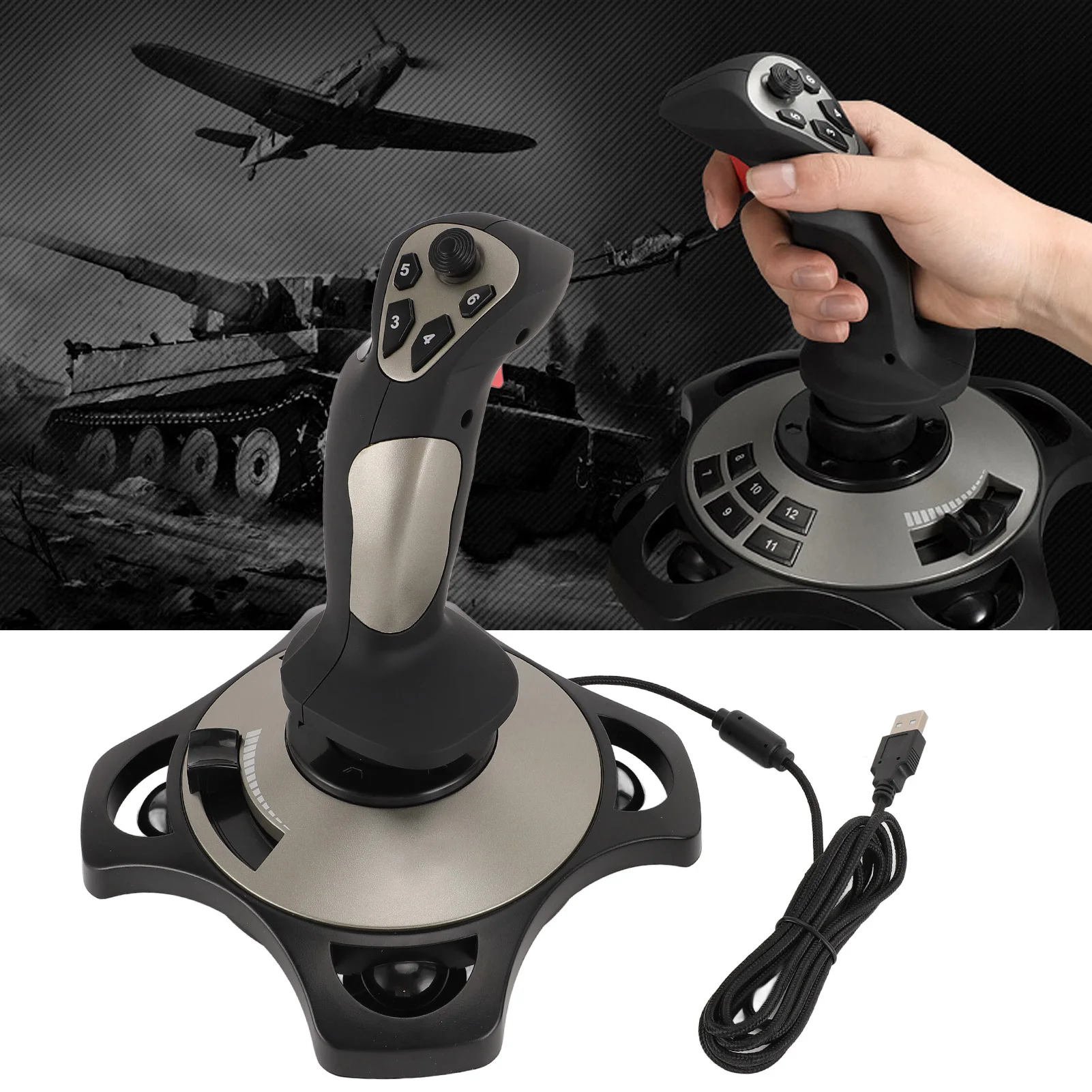 PC Flight Joystick Vibration Function Ergonomic Grip Professional Acceleration Valve PC Flight Game Joystick for PC for Laptop