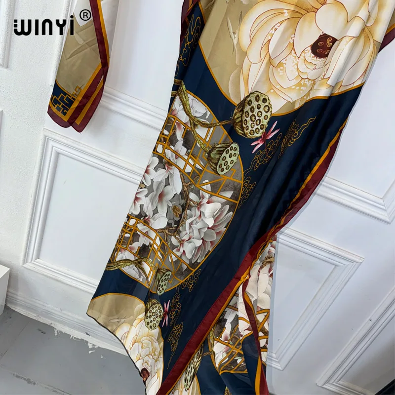 Winyi 2024 neue afrikanische Frauen Dashiki Boho Print muslimische Frau Dubai freie Größe Design mit Schal Maxi lose afrikanische elegante Kleid