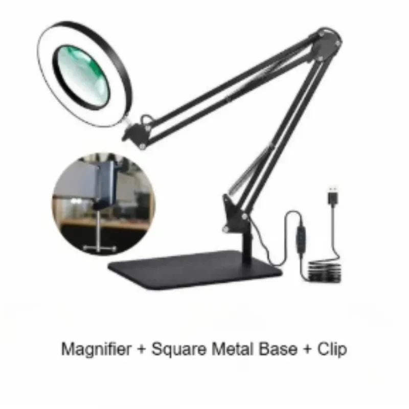 72 LED Lights 5X HD Desktop Magnifier with Light Magnifying Glass Lamp Loupe 3-Color Detachable Circuit Maintenance Inspection