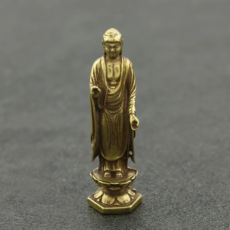 

Little Fairy/ Pure Brass Standing Buddha Creative Ornament Desk Home Garden Decoration Tea Pet Ornament Miniature Statue Crafts