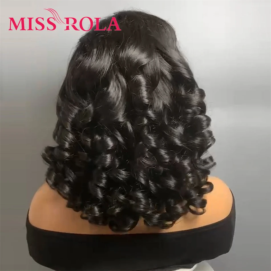 Miss Rola 12A Remy 5 x5 e 13 x4 parrucche per capelli umani con taglio a Pixie ricci rimbalzanti parrucca per capelli brasiliani in pizzo trasparente 99J Highlight