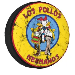 Distressed Breaking Bad Spare Tire Cover Case Los Pollos Hermanos Bullseye Wheel Covers for Jeep Pajero 14