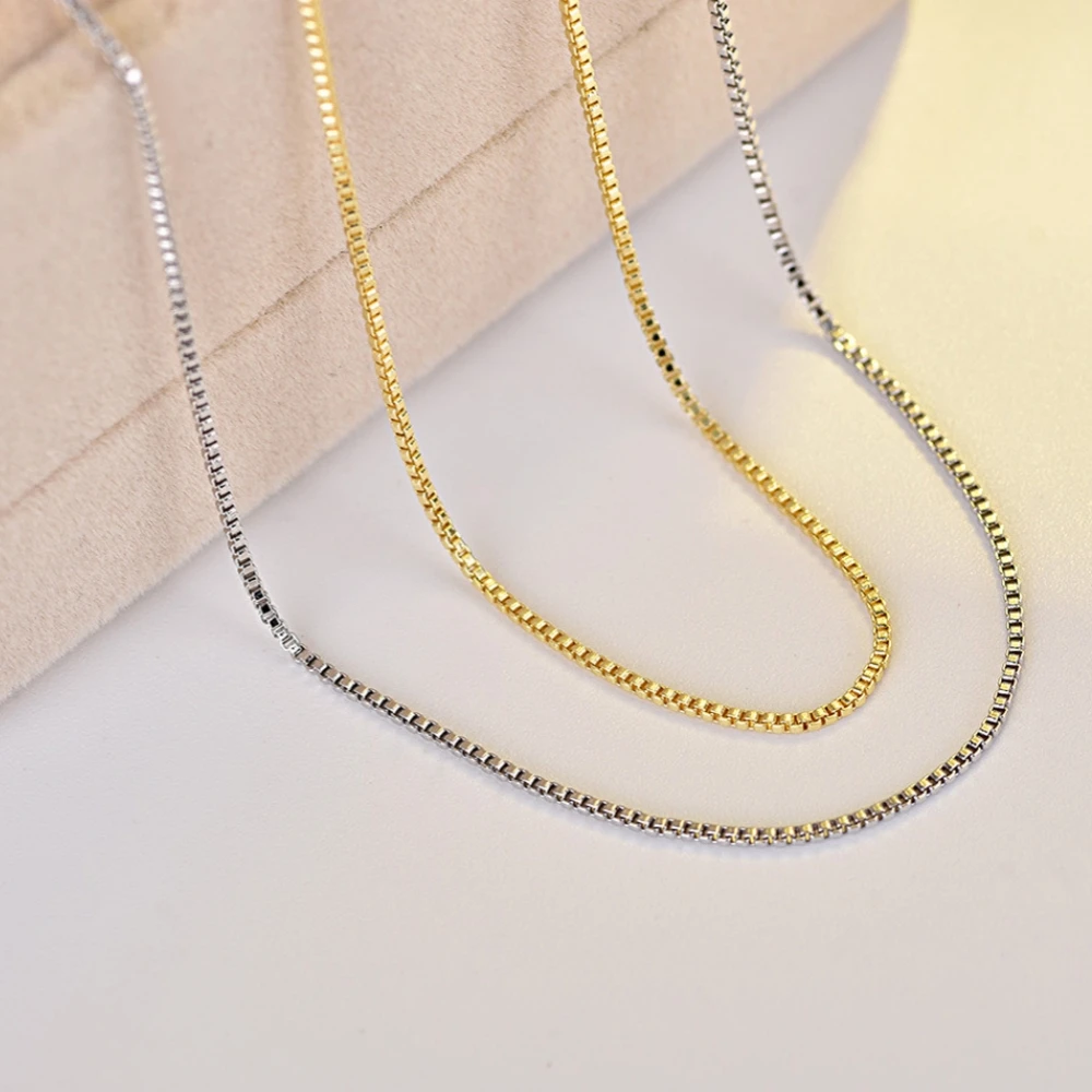 St-Delan 38/42CM Gold Plated Box Chain Necklace for Women Stainless Steel Adjustable Minimalist Layering Necklaces Gift for Girl