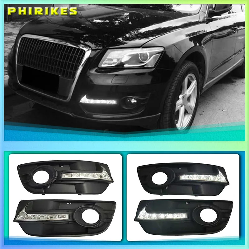 

1 set DRL For Audi Q5 2010 2011 2012 2013 LED DRL Daytime driving Running Lights Daylight Fog Lamp cover hole light