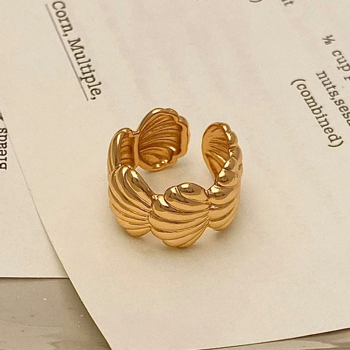 Real 925 Sterling Silver 18K Gold Shell Rings for Women Minimalist Trendy Fine Jewelry Animal Opening Accessories in Summer