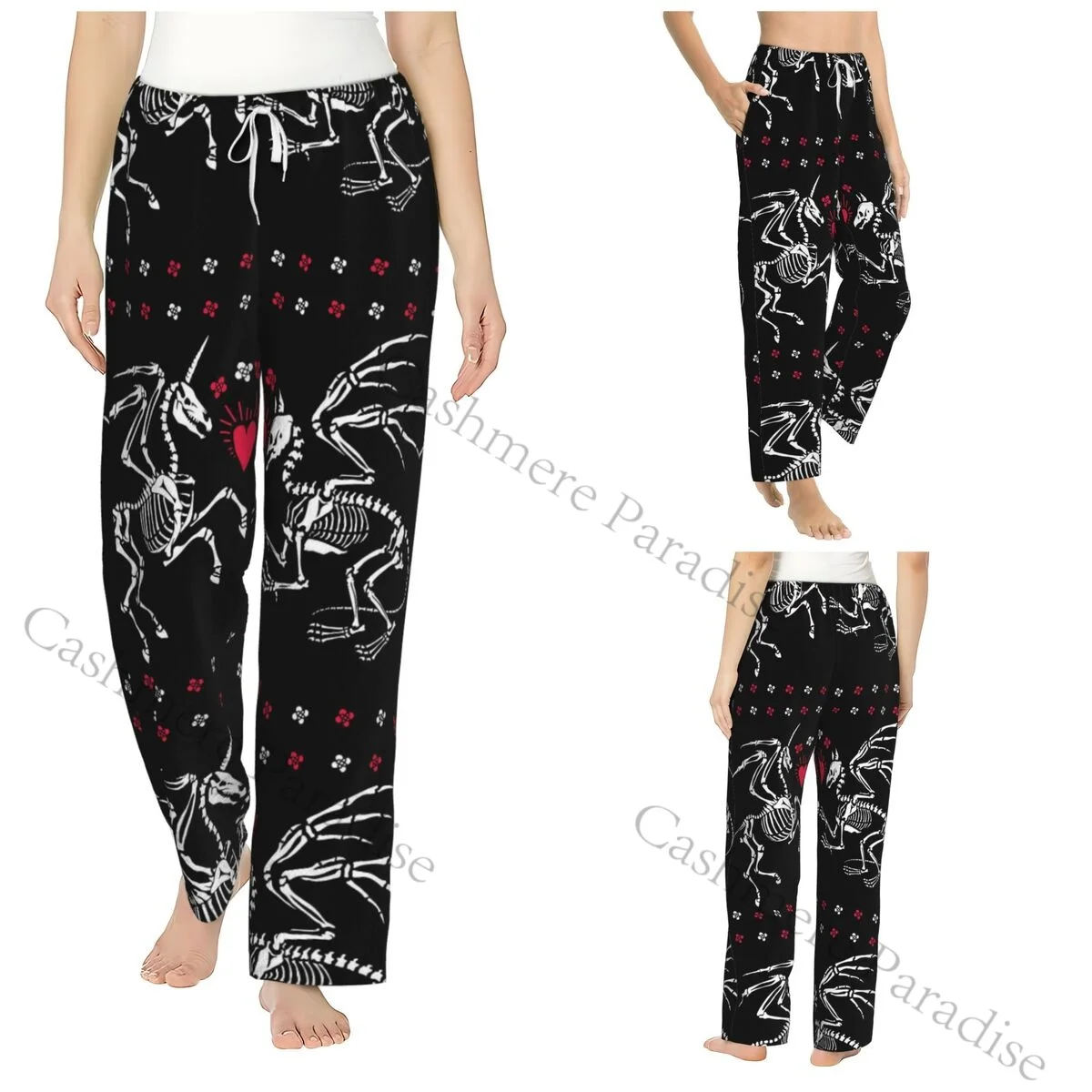 Skeleton Of A Gryphon And A Pegasus With A Horn Cozy Flannel Pajama Pants for Women Sleep Bottoms Home Loungewear