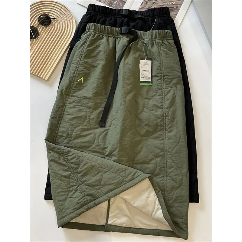 

Spring Autumn Winter New Fashion Half Length Skirt for Women Outdoor Warm Cold Proof Skirt Versatile Green Black A-line Skirt