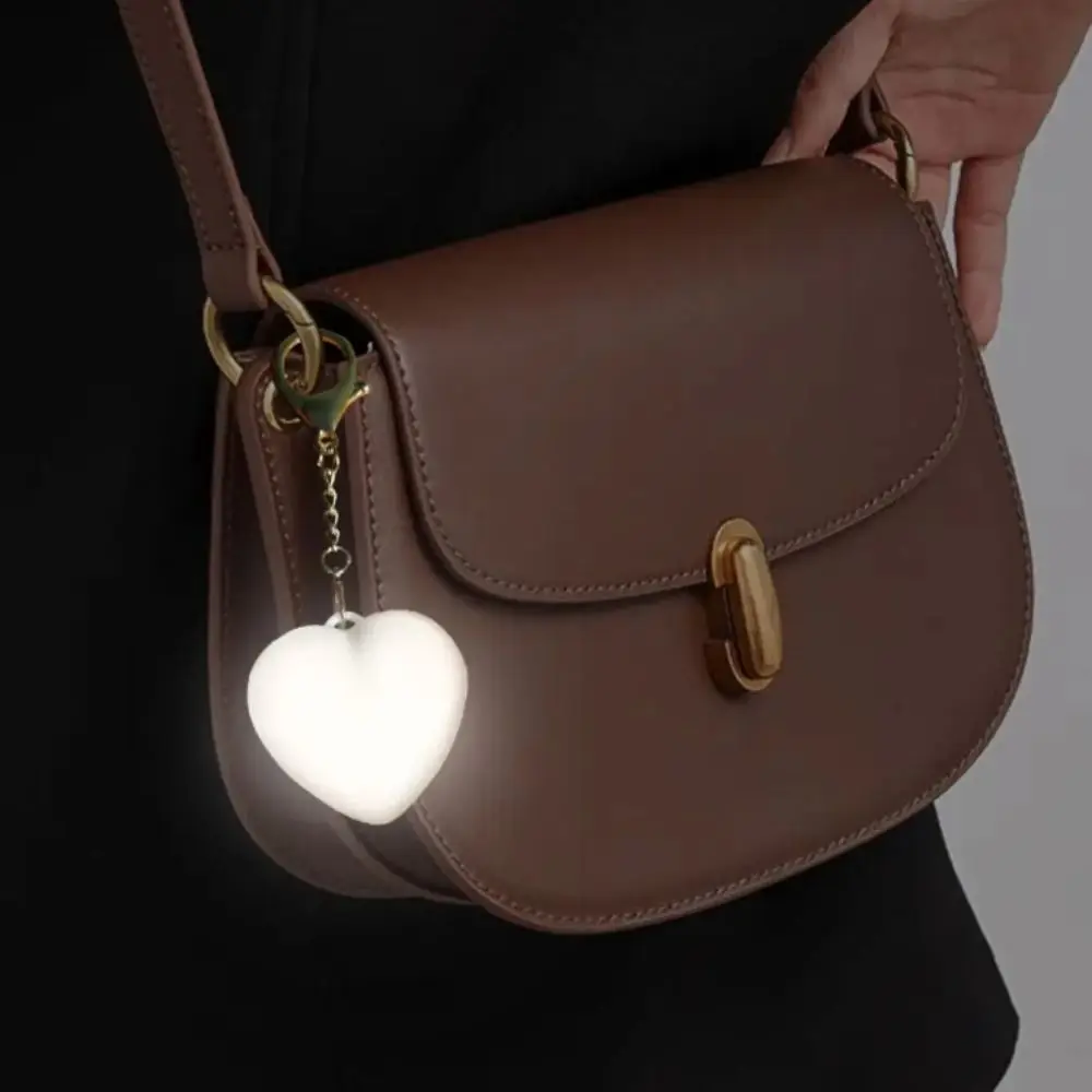

USB C Rechargeable Heart Shape Keychain Light Touch Switch Keychain Clip Mini LED Bag Light LED Light Heart Shaped