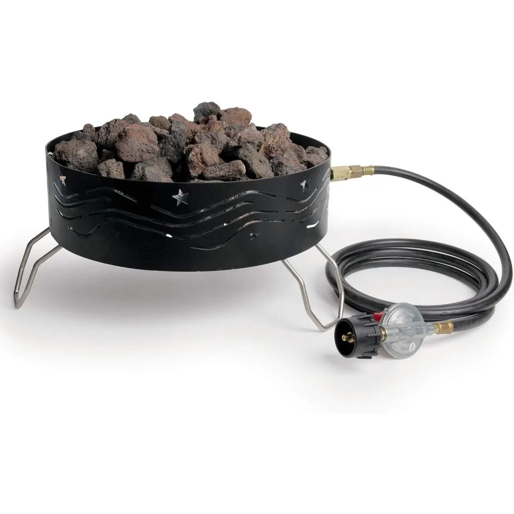

58041 Portable Campfire Outdoor Propane Heater Compact Fire Pit with Lava Rocks for Camping, Tailgating, and Patios, Black