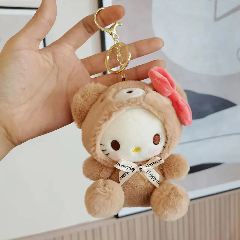 @ Sanrio 12 CM Leuke Pluche Sleutelhanger voor Kinderen Hello Kitty Hanger Kuromi Cartoon Sleutelhanger Rugzak Decoratie Cadeaus voor Kinderen speelgoed